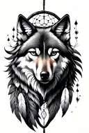 dreamcatcher with wolf tattoo design idea