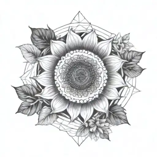 sunflower, mountain, honda logo  mandala style tattoo tattoo design idea
