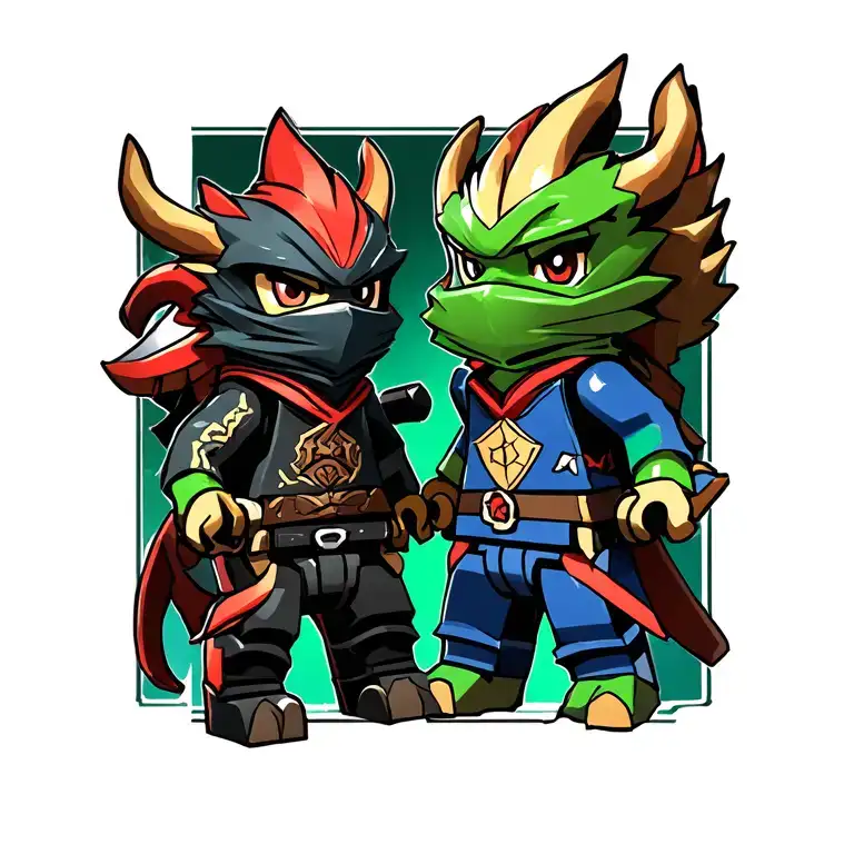 chibi ninjago dragons rising, Arin and Sora and riyu tattoo design idea