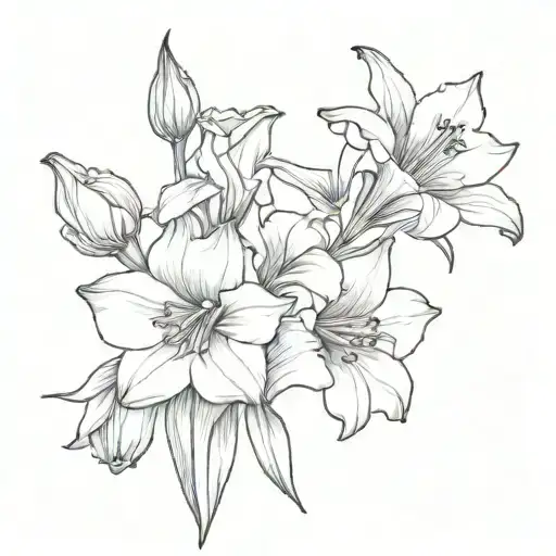 gladiolus mixed with a narcissus flower tattoo design idea
