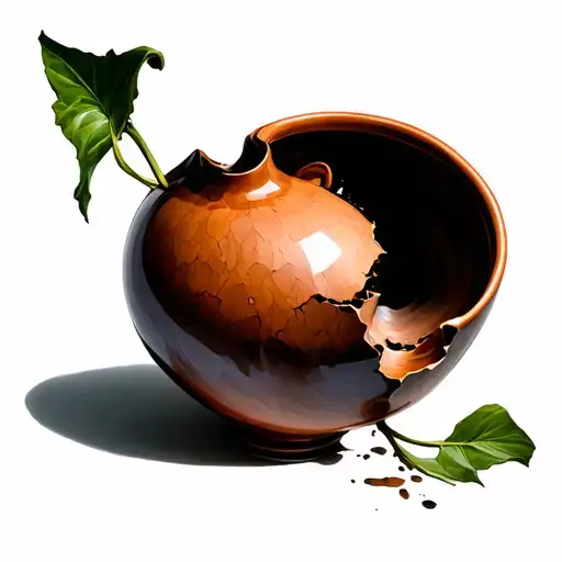 A broken vase, with 2/3 F Lys which ways in a reality style but simple and feminine tattoo design idea