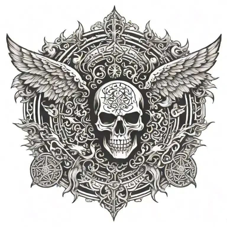 death angel love family strength courage bravery honor demon tattoo design idea