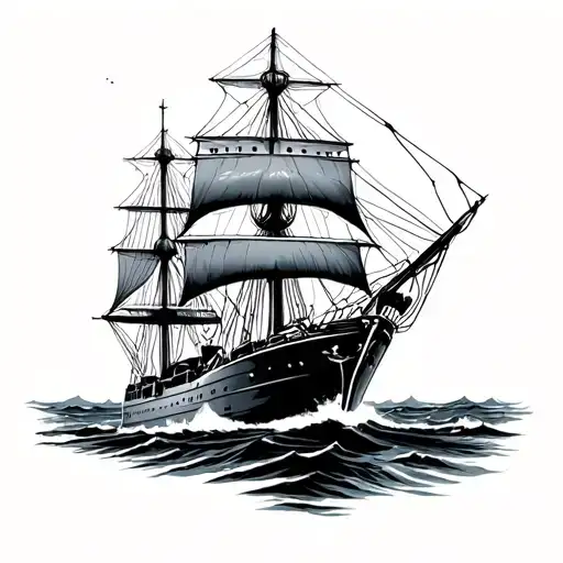 Endurance ship navigating tattoo design idea