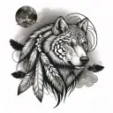 Native American hawk, wolf, and bear arm sleeve  tattoo design idea