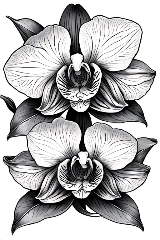 couples matching peices each individual, love, orchid flower tattoo design idea