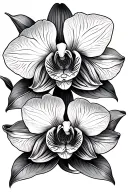 couples matching peices each individual, love, orchid flower tattoo design idea