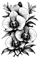 couples matching peices each individual, love, orchid flower tattoo design idea