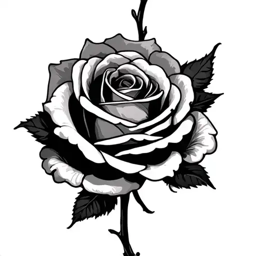 upside down black rose tattoo design idea