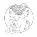 mom and daughter cancer and aries zodiac sign tattoo design idea