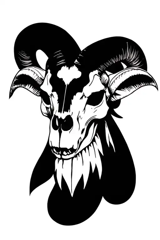 ram aries skull mask sodiac tattoo design idea