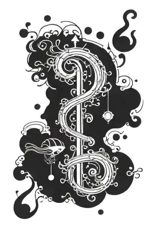 overthinker and question marks all across tattoo design idea