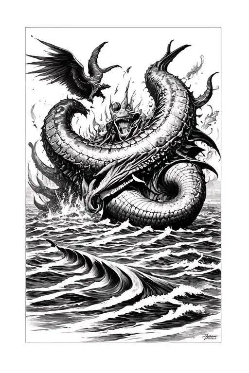 destruction of the Leviathan by Gustave dor male arm tattoo design idea