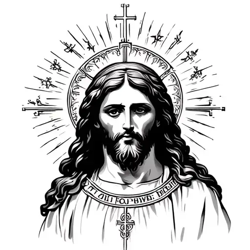 catholic jesus and church tattoo design idea