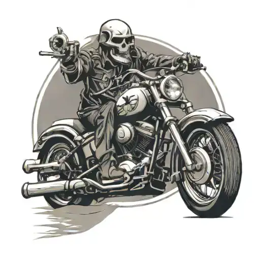 skull leon motor bike Harley Davidson motorcycle tattoo design idea