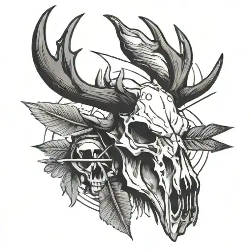 Deer Skull With Arrow tattoo design idea