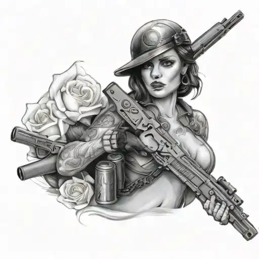 her protector with a shotgun shells tattoo design idea