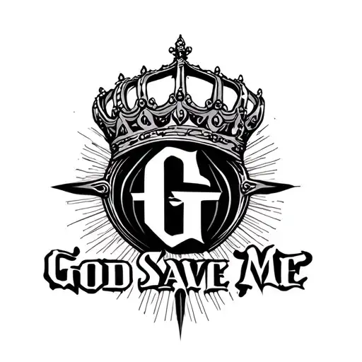 GSMBDDMO A halo or crown over the first “G” to tie in “God Save Me.” tattoo design idea