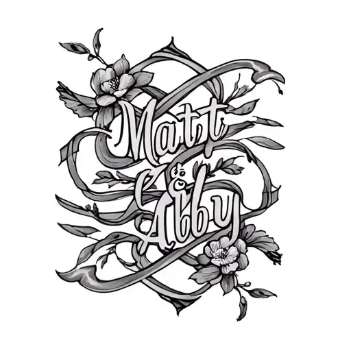 matt and abby name intertwined tattoo design idea