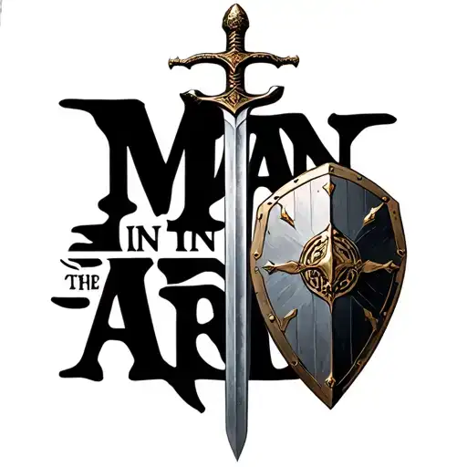 "The man in the arena" "The man in the arena" shield sword tattoo design idea