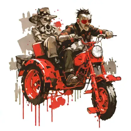  saw movie: riding red tricycle "want to play a game", puzzle pieces, character from scream with his knife tattoo design idea