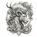 fire flame with zodiac symbols leo, aries and Sagittarius incorpoted  tattoo design idea