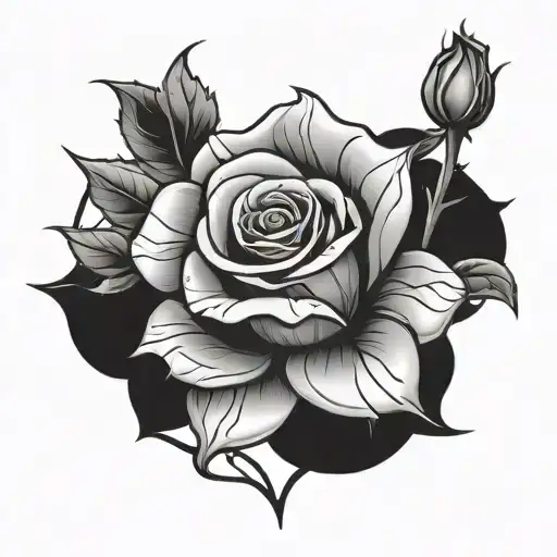Beauty and Beast Rose, sprockets and circuit board  tattoo design idea