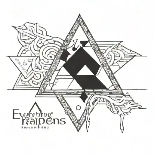 penrose triangle, adding the phrase "everything happens for a reason" tattoo design idea