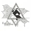 penrose triangle, adding the phrase "everything happens for a reason" tattoo design idea