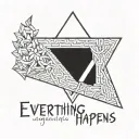 penrose triangle, adding the phrase "everything happens for a reason" tattoo design idea