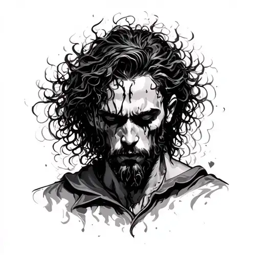 Lost love, despair, betrayed and depressed. Still my soul  rise up but other souls in hell pulls me down and i am a men tattoo design idea