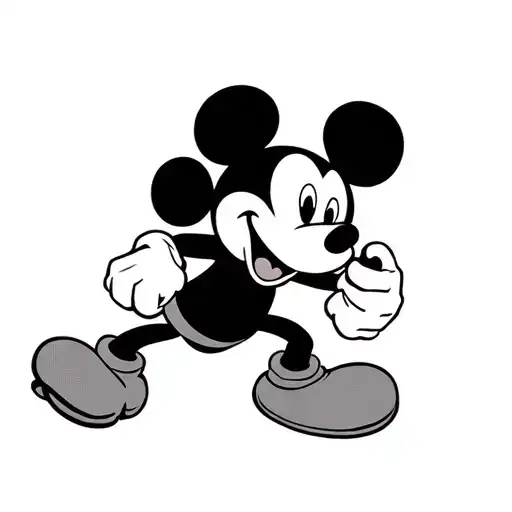 Mickey mouse fighting stance tattoo design idea