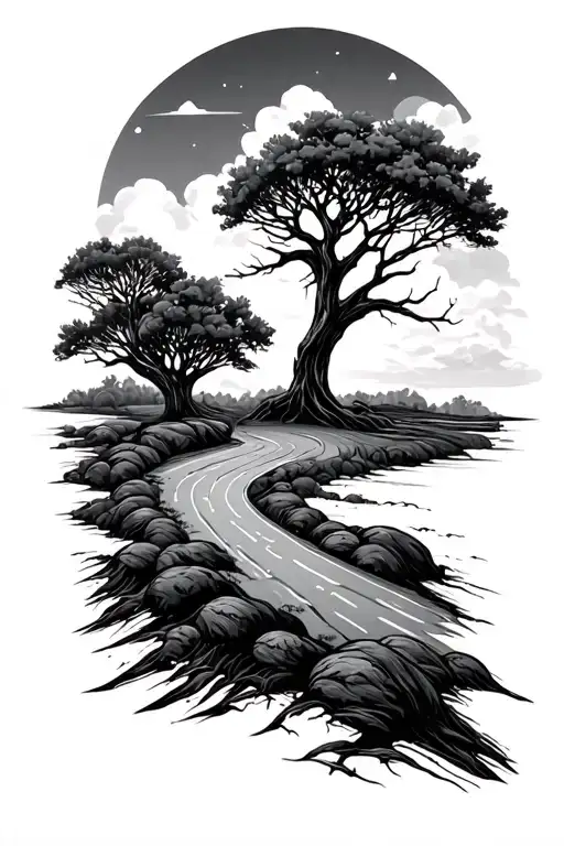 Road to nowhere tattoo design idea