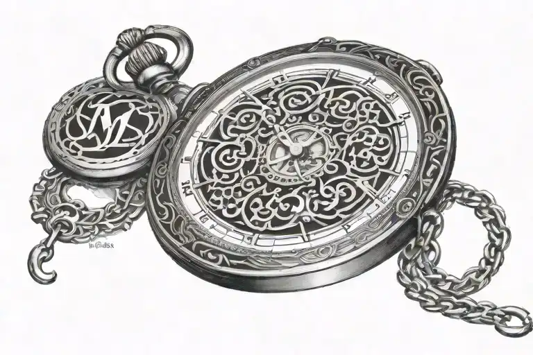 pocket watch with monograms tattoo design tattoo design idea