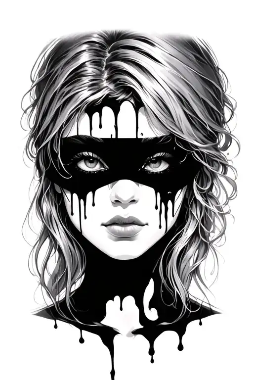 bleeding blindfold covering her eyes tattoo design idea