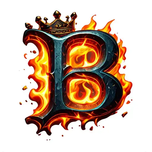 letter b with a crown on top make the whole thing look like its on fire  tattoo design idea