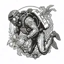 scuba diver tattoo design idea