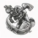 scuba diver tattoo design idea