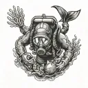 scuba diver tattoo design idea