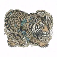 tiger fighting tattoo design idea