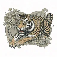 tiger fighting tattoo design idea