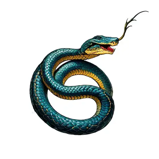 A tangled snake, half natural, half mechanical, constellation Libra, suitable for shoulder position tattoo design idea