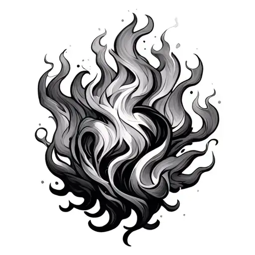 small fire 2 somurai and smoke turns into a color story tattoo design idea