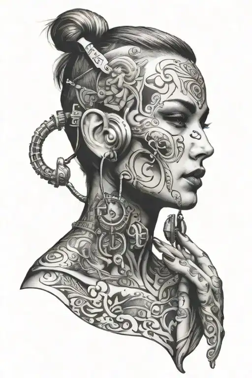 phone and face tattoo tattoo design idea