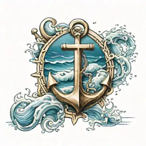 anchor with waves ocean theme tattoo tattoo design idea