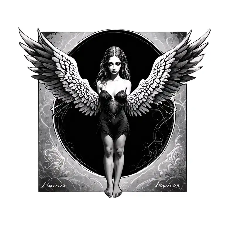 kairos wings on feet tattoo design idea