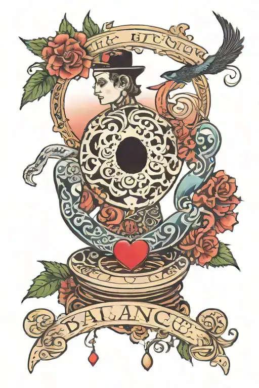 balance betwen hearth and mind body soul tattoo design idea