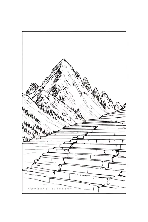 Mountain with Steps Carved In tattoo design idea