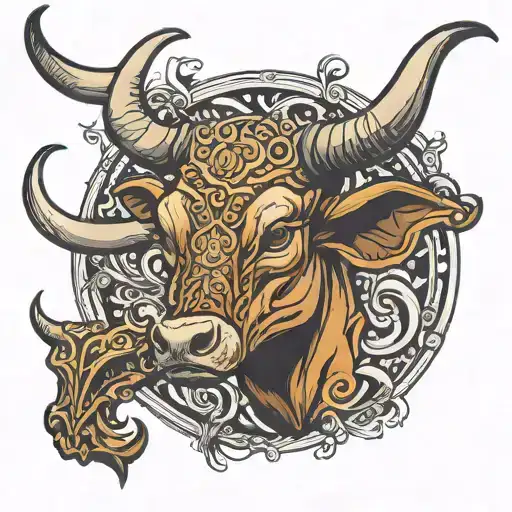bull longhorn tattoo design idea