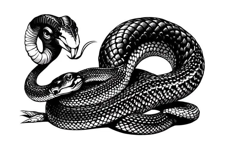 Ram and snake tattoo design idea