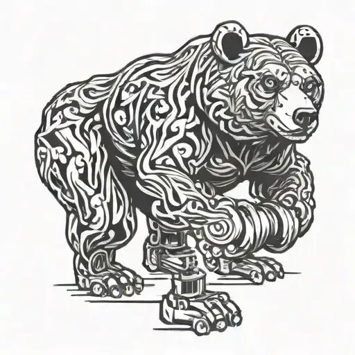 bear ultra instinct gym dumbbell tattoo design idea